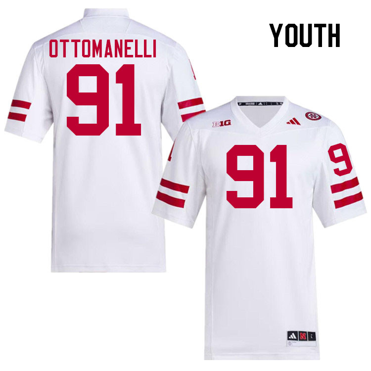 Youth #91 Nico Ottomanelli Nebraska Cornhuskers College Football Jerseys Stitched Sale-White